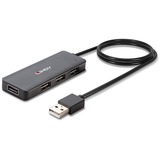 Lindy 42986 hub di interfaccia USB 2.0 480 Mbit/s Nero, Hub USB USB 2.0, USB 2.0, 480 Mbit/s, Nero, Plastica, Cavo tondo