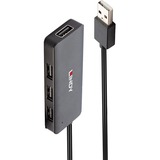 Lindy 42986 hub di interfaccia USB 2.0 480 Mbit/s Nero, Hub USB USB 2.0, USB 2.0, 480 Mbit/s, Nero, Plastica, Cavo tondo