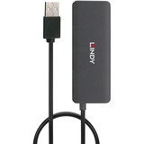 Lindy 42986 hub di interfaccia USB 2.0 480 Mbit/s Nero, Hub USB USB 2.0, USB 2.0, 480 Mbit/s, Nero, Plastica, Cavo tondo