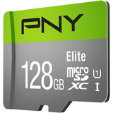 PNY Elite microSD 128 GB, Scheda di memoria grigio/Verde