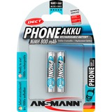 Ansmann 5035332 batteria per uso domestico Mini Stilo AAA Nichel-Metallo Idruro (NiMH) argento, Mini Stilo AAA, Mini Stilo AAA, Nichel-Metallo Idruro (NiMH), 1,2 V, 2 pz, 800 mAh