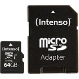 Intenso 3424490 memoria flash 64 GB MicroSD UHS-I Classe 10, Scheda di memoria Nero, 64 GB, MicroSD, Classe 10, UHS-I, Class 1 (U1), A prova di temperatura, Resistente agli urti, Impermeabile, A prova di raggi X