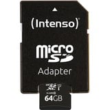 Intenso 3424490 memoria flash 64 GB MicroSD UHS-I Classe 10, Scheda di memoria Nero, 64 GB, MicroSD, Classe 10, UHS-I, Class 1 (U1), A prova di temperatura, Resistente agli urti, Impermeabile, A prova di raggi X