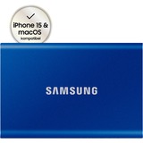 SAMSUNG Portable SSD T7 2000 GB Blu, Disco a stato solido blu, 2000 GB, USB tipo-C, 3.2 Gen 2 (3.1 Gen 2), 1050 MB/s, Protezione della password, Blu