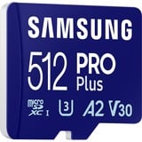 Samsung MicroSD PRO Plus 512 GB, Scheda di memoria blu, 512 GB, MicroSDXC, Classe 10, UHS-I, 180 MB/s, 130 MB/s