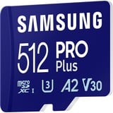 Samsung MicroSD PRO Plus 512 GB, Scheda di memoria blu, 512 GB, MicroSDXC, Classe 10, UHS-I, 180 MB/s, 130 MB/s