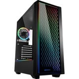 Sharkoon RGB LIT 200 Midi Tower Nero Nero, Midi Tower, PC, Nero, ATX, micro ATX, Mini-ITX, Blu, Verde, Rosso, Ventole, Frontale