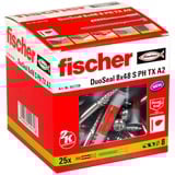 fischer Dübel DuoSeal 8x48 S PH TX A2, Tassello grigio chiaro/Rosso