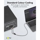 goobay Cavo adattatore audio Plus AUX 3,5mm jack > spina stereo Cinch Nero/Argento