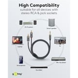 goobay Cavo adattatore audio Plus AUX 3,5mm jack > spina stereo Cinch Nero/Argento