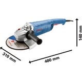 Bosch GWS 2200 P PROFESSIONAL smerigliatrice angolare 23 cm 6500 Giri/min 2200 W 5,3 kg blu, 6500 Giri/min, 23 cm, AC, 5,3 kg