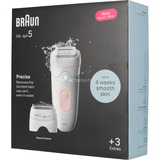 Braun Silk-épil 5 5-030, Epilatore Elettrico Donna, Per Una Epilazione Semplice, Bianco/Rosa bianco/Rosa, Epilatore Elettrico Donna, Per Una Epilazione Semplice, Bianco/Rosa, Rosa, Bianco, 28 pinzette, MicroGrip, 0,5 mm, Batteria, Batteria integrata