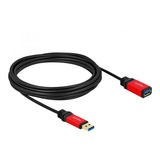 DeLOCK Cavo di prolunga USB 3.2 Gen 1, connettore USB-A > presa USB-A Nero/Rosso