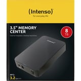 Intenso Memory Center disco rigido esterno 8000 GB Nero, Hard-disk Nero, 8000 GB, 3.5", 3.2 Gen 1 (3.1 Gen 1), 5400 Giri/min, Nero