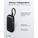goobay Powerbank 5.000 mAh, cavo USB-C integrato 13 cm, 20 watt Nero