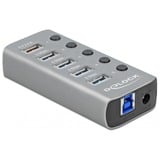 DeLOCK 63263 hub di interfaccia USB 3.2 Gen 1 (3.1 Gen 1) Type-B 5000 Mbit/s Grigio grigio, USB 3.2 Gen 1 (3.1 Gen 1) Type-B, USB 3.2 Gen 1 (3.1 Gen 1) Type-A, 5000 Mbit/s, Grigio, Alluminio, 46 mm