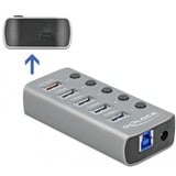 DeLOCK 63263 hub di interfaccia USB 3.2 Gen 1 (3.1 Gen 1) Type-B 5000 Mbit/s Grigio grigio, USB 3.2 Gen 1 (3.1 Gen 1) Type-B, USB 3.2 Gen 1 (3.1 Gen 1) Type-A, 5000 Mbit/s, Grigio, Alluminio, 46 mm