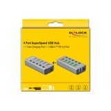 DeLOCK 63263 hub di interfaccia USB 3.2 Gen 1 (3.1 Gen 1) Type-B 5000 Mbit/s Grigio grigio, USB 3.2 Gen 1 (3.1 Gen 1) Type-B, USB 3.2 Gen 1 (3.1 Gen 1) Type-A, 5000 Mbit/s, Grigio, Alluminio, 46 mm