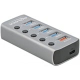 DeLOCK 63263 hub di interfaccia USB 3.2 Gen 1 (3.1 Gen 1) Type-B 5000 Mbit/s Grigio, Hub USB grigio, USB 3.2 Gen 1 (3.1 Gen 1) Type-B, USB 3.2 Gen 1 (3.1 Gen 1) Type-A, 5000 Mbit/s, Grigio, Alluminio, 46 mm