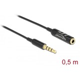 DeLOCK 66074 cavo audio 0,5 m 3.5mm Nero, Argento Nero, 3.5mm, Maschio, 3.5mm, Femmina, 0,5 m, Nero, Argento