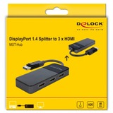 DeLOCK 87770 ripartitore video DisplayPort 3x HDMI Nero, DisplayPort, 3x HDMI, 3840 x 2160 Pixel, Nero, Plastica, 1.4/2.2