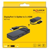 DeLOCK 87770 ripartitore video DisplayPort 3x HDMI, Separatori DisplayPort Nero, DisplayPort, 3x HDMI, 3840 x 2160 Pixel, Nero, Plastica, 1.4/2.2