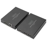 Digitus Set extender HDMI KVM IP, 150 metri, Estensione HDMI Nero