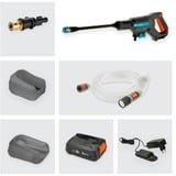 GARDENA AquaClean 24/18V P4A idropulitrice Compatta Batteria 250 l/h Nero, Blu, Arancione, Detergente stampante grigio/Turchese, Compatta, Batteria, 5 m, Nero, Blu, Arancione, 250 l/h, 24 bar
