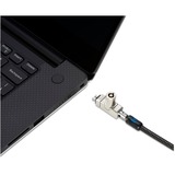 Kensington Lucchetto sottile per laptop con chiave a doppia estremità N17 2.0 per slot Wedge, Castello argento, Kensington, Chiave, Acciaio, Nero, Argento