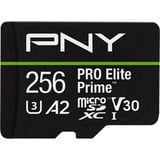 PNY Pro Elite Prime microSD 256 GB, Scheda di memoria Nero/Verde