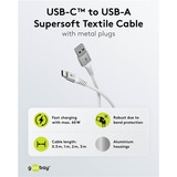 goobay Cavo tessile USB 2.0 supersoft, connettore USB-A > connettore USB-C bianco
