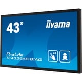 iiyama TF4339AS-B1AG Monitor PC 108 cm (42.5") 3840 x 2160 Pixel 4K Ultra HD LED Touch screen Nero, Public Display Nero (opaco), 108 cm (42.5"), 3840 x 2160 Pixel, 4K Ultra HD, LED, 8 ms, Nero