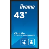 iiyama TF4339AS-B1AG Monitor PC 108 cm (42.5") 3840 x 2160 Pixel 4K Ultra HD LED Touch screen Nero, Public Display Nero (opaco), 108 cm (42.5"), 3840 x 2160 Pixel, 4K Ultra HD, LED, 8 ms, Nero