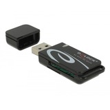 DeLOCK 91602 lettore di schede USB 2.0 Nero Nero, MMC, MMC Mobile, MMC+, MMCmicro, MicroSD (TransFlash), MicroSDHC, MicroSDXC, MiniSD, RS-MMC, SD,..., Nero, 480 Mbit/s, Android 10.0+, Chrome OS 86.0+, Linux Kernel 3.2+, Mac OS 10.15.7+, Windows 8.1/10, USB 2.0, 22 mm