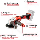 EINHELL AXXIO smerigliatrice angolare 12,5 cm 8500 Giri/min 1,16 kg rosso/Nero, 8500 Giri/min, 12,5 cm, Batteria, 2,6 Ah, 1,16 kg