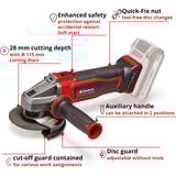 EINHELL Smerigliatrice angolare a batteria Power X-Change TE-AG 18/115 Q Li Solo, 18 Volt rosso/Nero