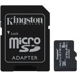 Kingston Scheda microSDHC Industriale 8GB C10 A1 pSLC + Adattatore SD, Scheda di memoria Nero, 8 GB, MicroSDHC, Classe 10, UHS-I, 100 MB/s, 80 MB/s