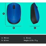 Logitech M171 Blue-K mouse Ambidestro RF Wireless Ottico 1000 DPI blu, Ambidestro, Ottico, RF Wireless, 1000 DPI, Blu