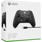 Microsoft Xbox Wireless Controller + USB-C Cable Nero Gamepad Analogico/Digitale PC, Xbox One, Xbox One S, Xbox One X, Xbox Series S, Xbox Series X Nero, Gamepad, PC, Xbox One, Xbox One S, Xbox One X, Xbox Series S, Xbox Series X, D-pad, Tasto Home, Pulsante Menu, Pulsante Condividi, Analogico/Digitale, Con cavo e senza cavo, Nero