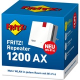 AVM FRITZ!Repeater 1200 AX FRITZ!Repeater 1200 AX, 3000 Mbit/s, IEEE 802.11a, IEEE 802.11ac, IEEE 802.11ax, IEEE 802.11g, IEEE 802.11n, Tipo F, Gigabit Ethernet, 10,100,1000 Mbit/s, Wi-Fi 6 (802.11ax)