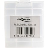 Ansmann 4000740 scatola batteria Trasparente, Bianco, Contenitore batteria trasparente, Trasparente, Bianco, 4 AAA / AA
