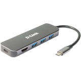 D-Link DUB-2333 replicatore di porte e docking station per laptop Cablato USB tipo-C Grigio argento, Cablato, USB tipo-C, 60 W, Grigio, 5 Gbit/s, 4K Ultra HD
