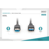 Digitus Cavo di prolunga USB 3.2 Gen 1, connettore USB-A > presa USB-A Nero