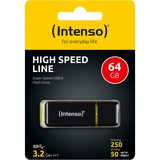 Intenso High Speed Line unità flash USB 64 GB USB tipo A 3.2 Gen 1 (3.1 Gen 1) Nero, Giallo Nero/Giallo, 64 GB, USB tipo A, 3.2 Gen 1 (3.1 Gen 1), 250 MB/s, Cuffia, Nero, Giallo