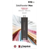 Kingston DataTraveler Max unità flash USB 512 GB USB tipo-C Nero, Chiavetta USB Nero, 512 GB, USB tipo-C, 1000 MB/s, Lamina di scorrimento, 12 g, Nero