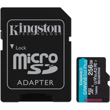 Kingston Scheda microSDXC Canvas Go Plus Gen4 200MB/s A2 U3 V30 da 256 GB + adattatore, Scheda di memoria Nero, 256 GB, MicroSD, Classe 10, UHS-I, 200 MB/s, 160 MB/s
