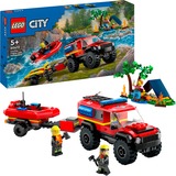 LEGO City Fuoristrada antincendio e gommone di salvataggio, Giochi di costruzione Set da costruzione, 5 anno/i, Plastica, 301 pz, 552 g