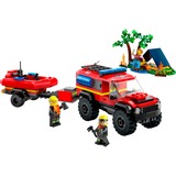LEGO City Fuoristrada antincendio e gommone di salvataggio, Giochi di costruzione Set da costruzione, 5 anno/i, Plastica, 301 pz, 552 g