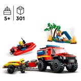 LEGO City Fuoristrada antincendio e gommone di salvataggio, Giochi di costruzione Set da costruzione, 5 anno/i, Plastica, 301 pz, 552 g