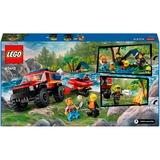 LEGO City Fuoristrada antincendio e gommone di salvataggio, Giochi di costruzione Set da costruzione, 5 anno/i, Plastica, 301 pz, 552 g